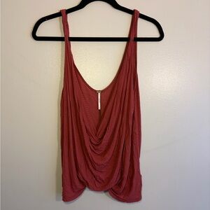 Free People Red/Burnt Orange Draped Tank Top